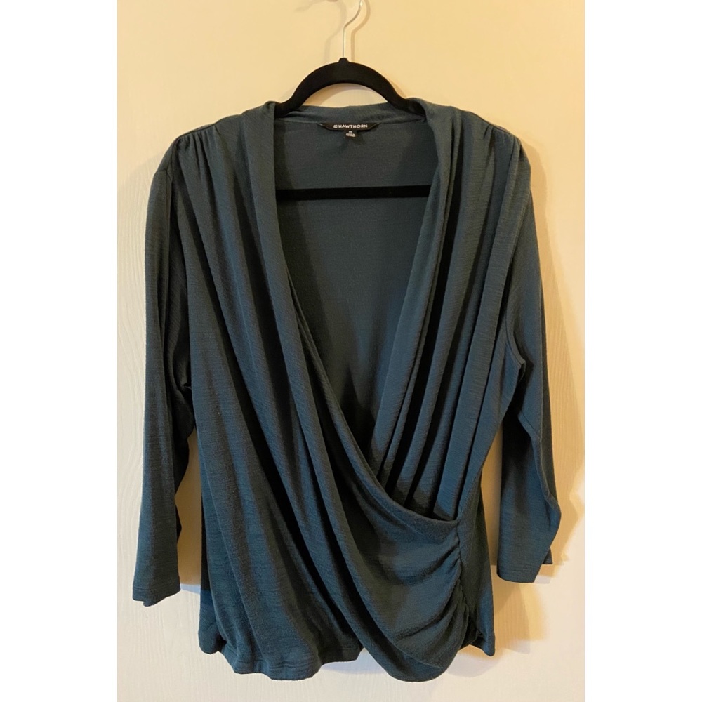 41 Hawthorn Henri Surplice Wrap Ruched Knit Top